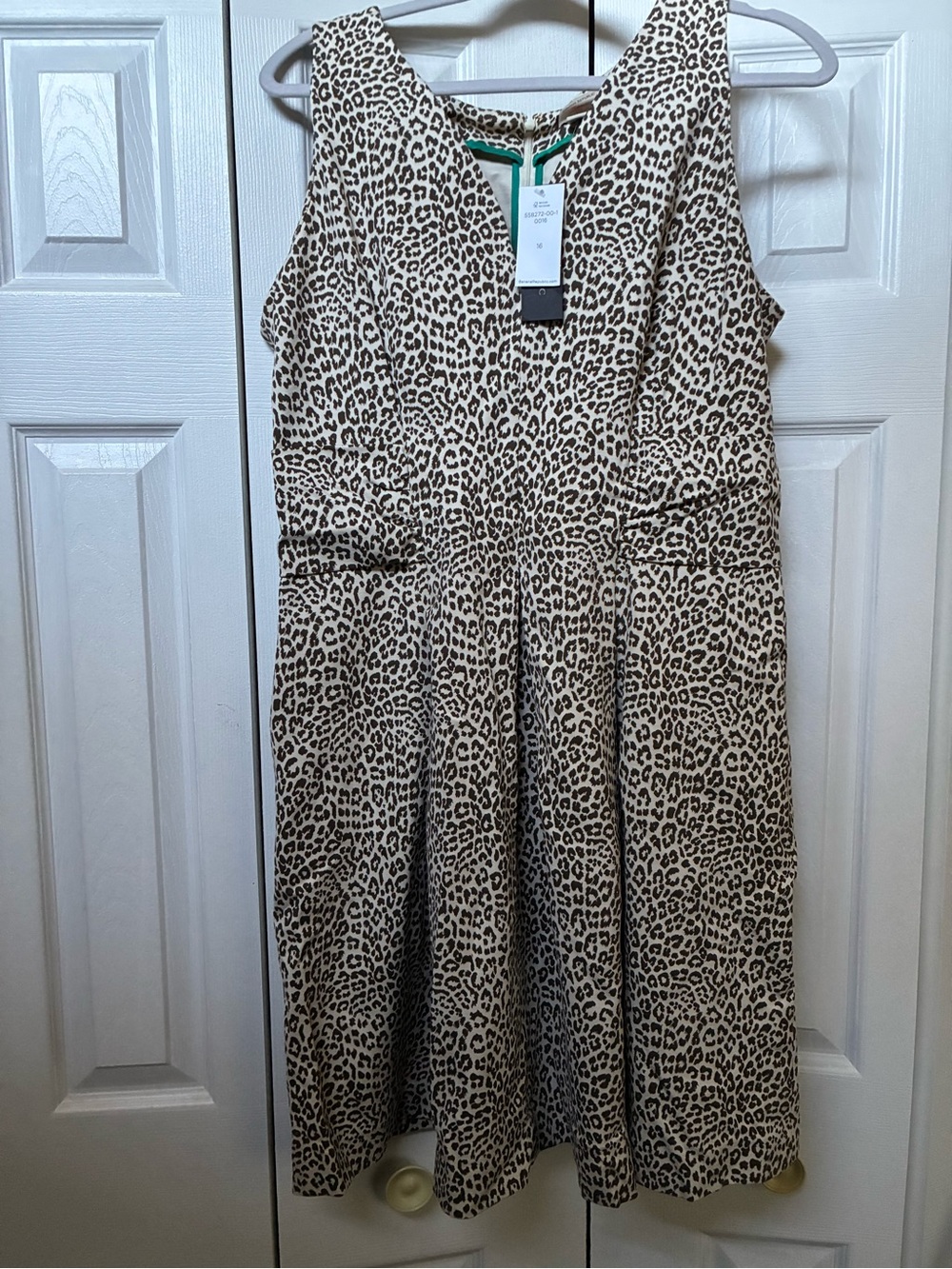 BR Issa London Brown & Tan Leopard Print Dress, Size 16